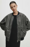 Answear Lab geaca bomber femei, culoarea gri, de tranzitie