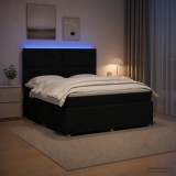 Cumpara ieftin Pat cu arcuri LED si saltea Negru 160 x 200 cm Tesatura