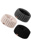 Bandă de iarnă pentru femei, pachet de 3 bucăți, cu căptușeală din fleece, tricotată groasă, pentru &icirc;ncălzirea urechilor &ndash; Negru/Bej/Khaki