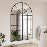 Oglinda de perete, negru, 100x150 cm, arcuita, fier GartenMobel Dekor, vidaXL