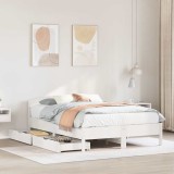 VidaXL Cadru de pat fără saltea, alb, 140x190 cm, lemn masiv de pin