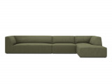 Coltar dreapta 5 locuri, Ruby, Micadoni Home, BL, 366x180x69 cm, velur, verde