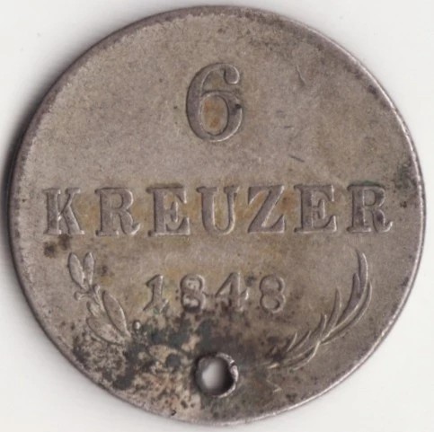 Moneda Austria - 6 Kreuzer 1848 - Argint