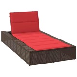 vidaXL Sezlong cu pernă plutitoare din polirattan maro 4104208
