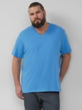 S.Oliver Big Sizes Tricou barbati big sizes cu decolteu in V, croiala Regular Fit, Albastru, 3XL, 4XL, 5XL