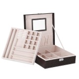 (DL) Cutie depozitare si organizare bijuterii, MDF, piele ecologica, 26 x 26 x 8,5cm, negru sarpe Household NewTrend