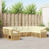 vidaXL Set canapea sectională cu pernă 9 pcs Alb și crem Poliester 3392520