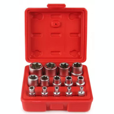 Trusa chei tubulare 14 piese E-Torx 1/2 3/8 si 1/4 chrome vanadium foto