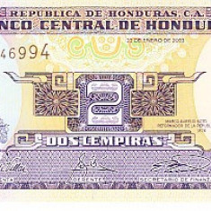 M1 - Bancnota foarte veche - Honduras - 2 lempiras - 2003