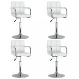 vidaXL Scaune de masă pivotante, 4 buc., alb, piele ecologică