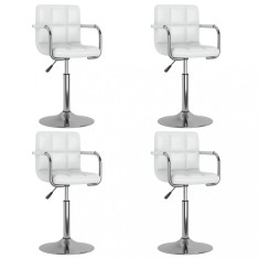 vidaXL Scaune de masă pivotante, 4 buc., alb, piele ecologică