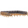 Set de canapele de gradina cu perne 10 piese lemn masiv acacia