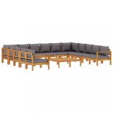 Set de canapele de gradina cu perne 10 piese lemn masiv acacia