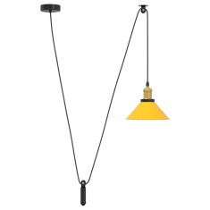Lampa suspendata reglabila pe inaltime E27 Galben lucios Metal foto