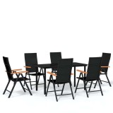 Cumpara ieftin Set de servit masa pentru gradina, 7 piese, negru