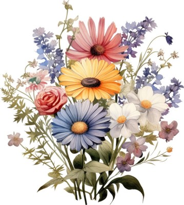 Sticker decorativ, Flori Salbatice, Verde, 66 cm, 1319STK-9 foto