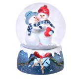 Glob Lichid Crăciun, Om de Zăpadă, Suport Albastru, 8cm, Oem