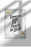 Dumnezeu Poarta De Grija - Unframed Romanian Religious Canvas Poster - Digital Print | A3 (29.7 x 42 cm)