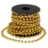 Sirag margele tip ghirlanda pentru decor, 5 m, diametru de 5 mm, plastic, auriu