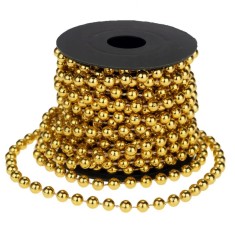 Sirag margele tip ghirlanda pentru decor, 5 m, diametru de 5 mm, plastic, auriu