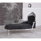 Sofa din lemn masiv argintiu cu tapiterie neagra CAT590E02, Sufragerii si mobilier salon, Baroc