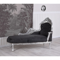 Sofa din lemn masiv argintiu cu tapiterie neagra CAT590E02