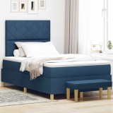 VidaXL Pat cu arcuri cu saltea albastru 120 x 190 cm țesătură 3344365