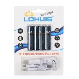 Acumulator Lohuis AAA 1.5V 500mAh cu cablu USB-C - 4 buc