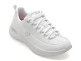 Pantofi sport SKECHERS albi, 150061, din piele naturala