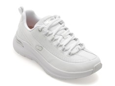 Pantofi sport SKECHERS albi, ARCH FIT 2.0, din piele naturala