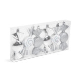 Set decorațiuni pom de Crăciun - zahăr argintiu - 10 x 3,6 cm - 6 buc / set