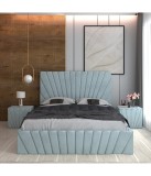 Pat Tapitat Toma Lemon + Saltea Lux Ortopedica + Noptiere Tapitate 180x200cm