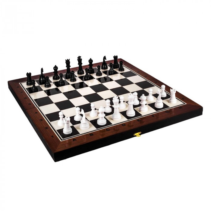 Tabla de sah si table, 37 x 37 cm, lemn rezistent, piese plastic