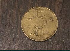 Moneda 5 leva 1992 Bulgaria foto