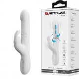 Vibrator Pretty Love Reese, Functii de Vibratii, Rotatii, Impingere, Silicon, USB, Alb, 24.8 cm