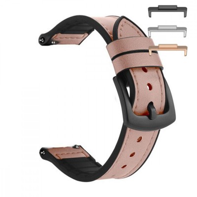 Curea hibrid piele-silicon, compatibila Huawei Watch Fit 2, cu adaptor dedicat, Kobi Pink foto