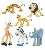 Set 6 animle din jugla,girafa, elefant, zebra, leu, leopard si tigru,9x8 cm, pentru copii, invata animalele, ATS