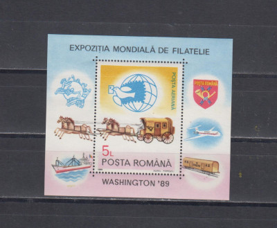 M1 TX7 20 - 1989 - Expozitia mondiala de filatelie Stamp expo 89 - colita foto