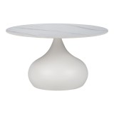 Cumpara ieftin Masuta laterala Kirkene piatra sinterizata alba si metal alb 70x70x40 cm