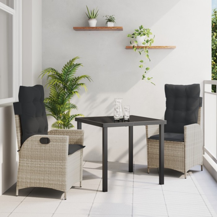 vidaXL Set de 2 Gri deschis, Antracit Rattan PE, Oțel Vopsit Electrostatic