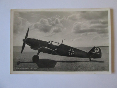 Carte postala/fotografie originala avion german vanatoare Messerschmitt Bf 109 foto