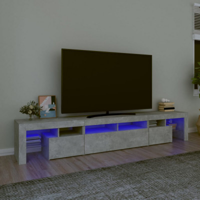 vidaXL Comodă TV cu lumini LED, gri beton, 230x36,5x40cm foto