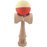 Kendama X Originala, Profesionala, Cyrax, Rubber Grip, din Lemn, 18 cm, Galben deschis/Rosu