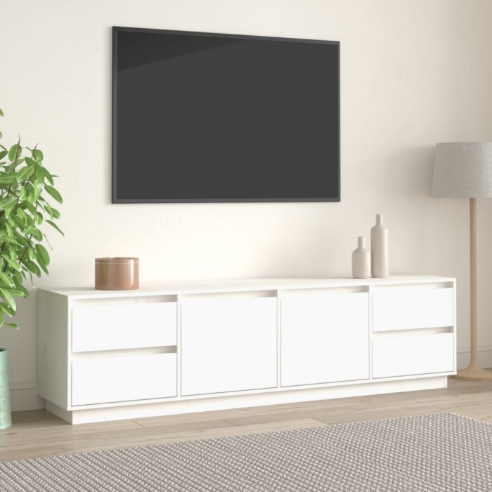 Gossi comoda tv, alb, 176x37x47,5 cm, lemn masiv de pin