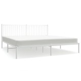 Cumpara ieftin Cadru de pat metalic cu tablie, alb, 193x203 cm