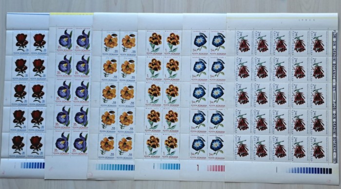 TIMBRE ROMANIA LP767/1971- Flori din gradini botanice- Set 6 coli -MNH