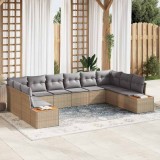 vidaXL Set de canapele pentru grădină 10 pcs bej și gri deschis