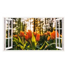 Sticker decorativ, Fereastra 3D, Lalele, 85 cm, 286STK