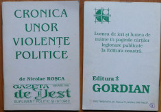 Nicolae Rosca , Cronica unor violente politice , Edit. Misc. Legionare , Madrid foto