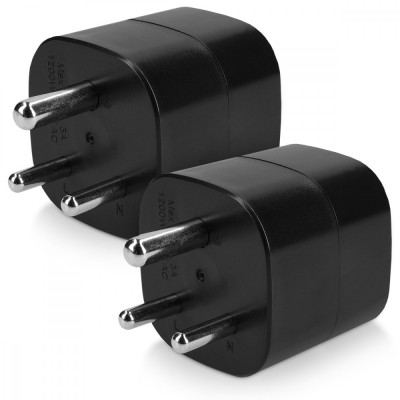 Set 2 Adaptoare de calatorie tip D pentru India, Kwmobile, Negru, Plastic, 45147.01 foto
